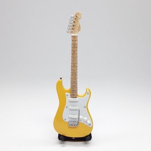 Miniature Guitar Stratocaster Yellow Scale 1:6 | Realistic Replica Mini Electric Guitar Handmade | Guitarist Birthday Gift Music Display