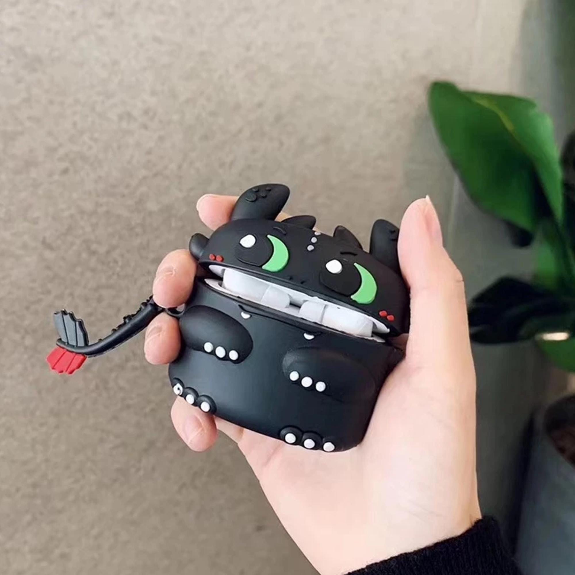 Estuche de silicona para AirPods de Toothless Night & Light Fury / Funda para AirPods con diseño de Entrena a tu Dragón, accesorio para regalo de cumpleaños para él o ella