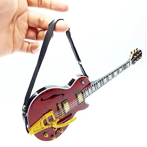 Miniature Guitar Epiphone Hollow Body Red Scale 1:4 | Replica Mini Electric Guitar | Guitarist Birthday Gift Music Desk & Shelf Display