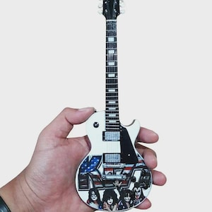 Miniature Guitar Les Paul Kiss Band Scale 1:4 | Replica Mini Electric Guitar Handmade | Guitarist Birthday Gift Music Desk & Shelf Display