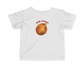 "Süßes Säugling Fein Jersey T-Shirt mit ""Little Coconut"" Druck, Baby T-Shirt, Kleinkind Kleidung, Geschenk für Neugeborene, Einzigartige Babykleidung, Minimal."