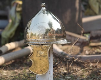 Brass Montefortino Helmet – Roman Military Armor for LARP & Display