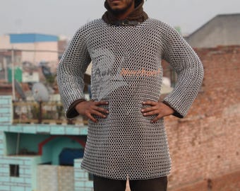 Aluminum Chainmail Hauberk – Butted Ring Medieval Armor Shirt, Handmade Replica