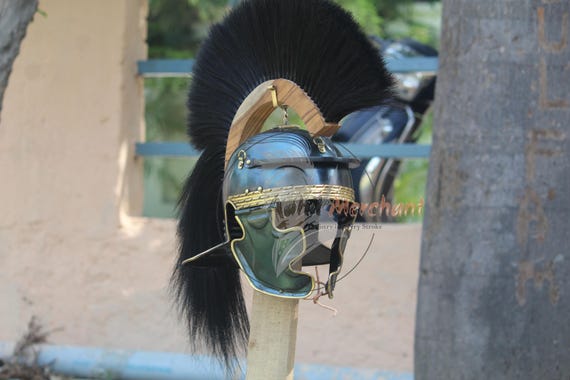 Ancient Roman Gallic Helmet Antique Blue Reenactment Armor Replica