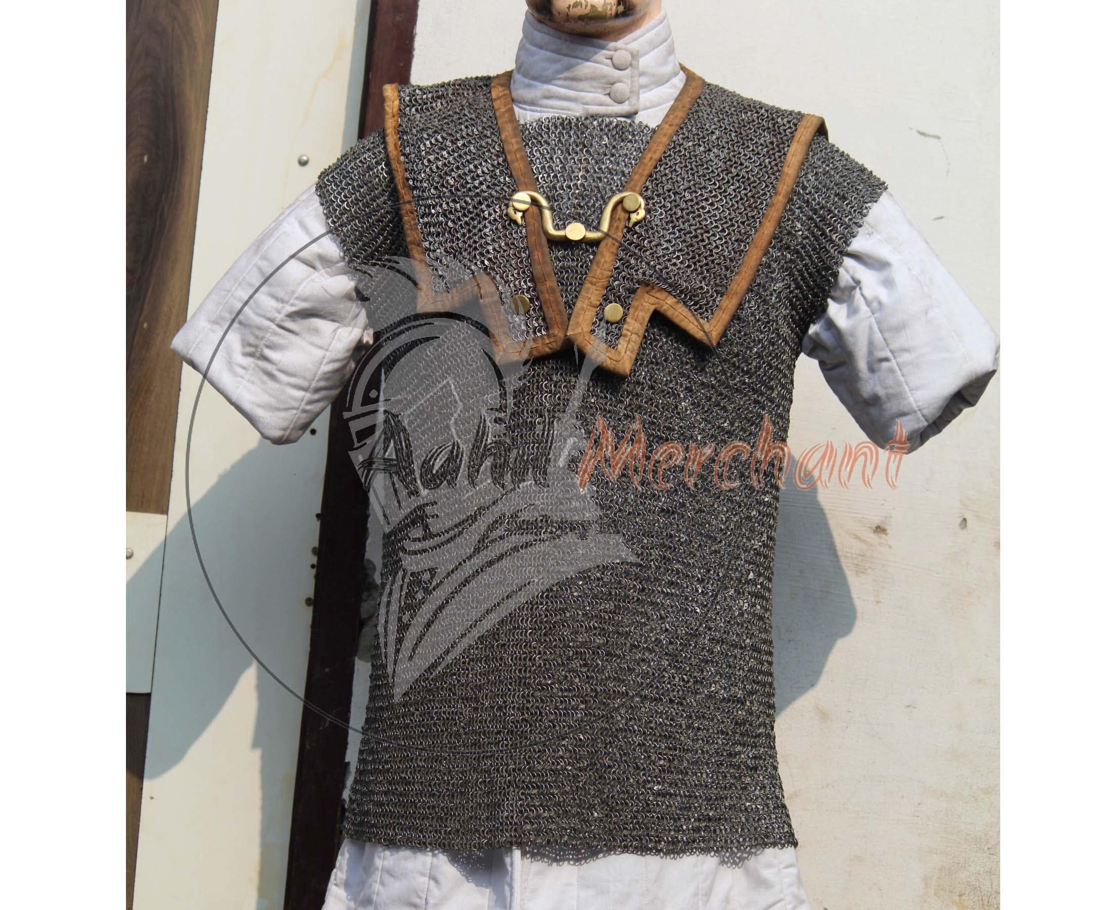 Chemise D'armure Lorica Hamata Rivetée - Reproduction Historique, 6 Mm, Taille Poitrine 55 Pouces