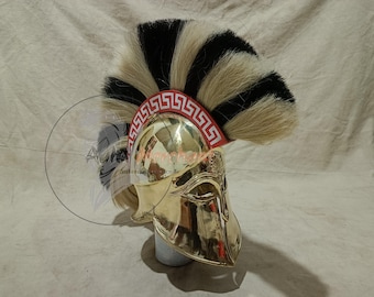 Brass Greek Warrior Helmet – Corinthian Style Reenactment Armor