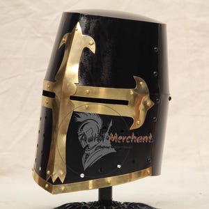 Crusader Knight Helmet: Medieval Templar Armor, 18 Gauge Steel