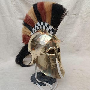 Corinthian helmet with wood crest horses hair / Handmade / Best Gift / Greek