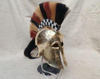 Brass Greek Warrior Helmet – Corinthian Style Armor for LARP & Display