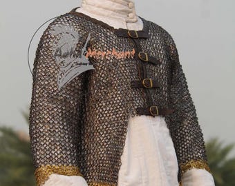 Titanium Look Chainmail Half Body Armor – Leather Edge Medieval Costume Gear