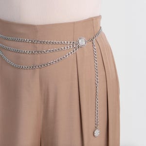 Multi layer chain belt, Silver chain belt, Layered chain belt, Hip chain, Belly chain, Waist chain, Body chain jewelry, Festival chain belt
