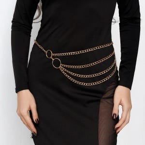Layered chain belt, Belly chain, Waist chain, Kamarpatta gold, Chain belt jewelry, Belly jewelry, Waist accessory, Four strand chain belt