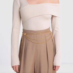 Gold chain belt, Layered chain belt, Hip chain, Belly chain, Waist chain, Chain belt jewelry, Gold body chain, Three strand chain belt
