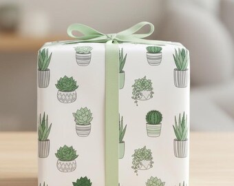 Kaktus Geschenkpapier, Sukkulenten Design