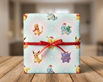 Papier do pakowania prezentów Kawaii Christmas, Gamer Anime