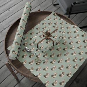 Papel de regalo navideño con diseño de gato de Papá Noel, papel de regalo navideño imagen 5