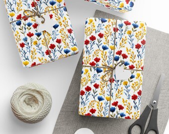 Inpakpapier met bloemen: vintage wilde bloemenbotanisch ontwerp