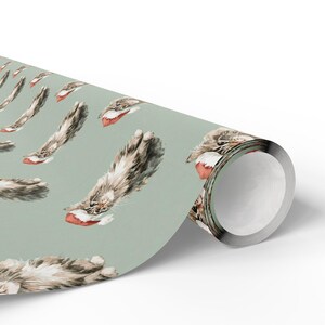 Papel de regalo navideño con diseño de gato de Papá Noel, papel de regalo navideño imagen 4