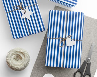 Blue Stripes Gift Wrap, Modern Occasion Wrapping Paper