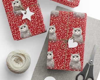 Cat Christmas Wrapping Paper Cute Cat Wrapping Paper Festive Holiday Winter Christmas Cat Lover Present Cute Seasonal Decor Cat Gift Wrap