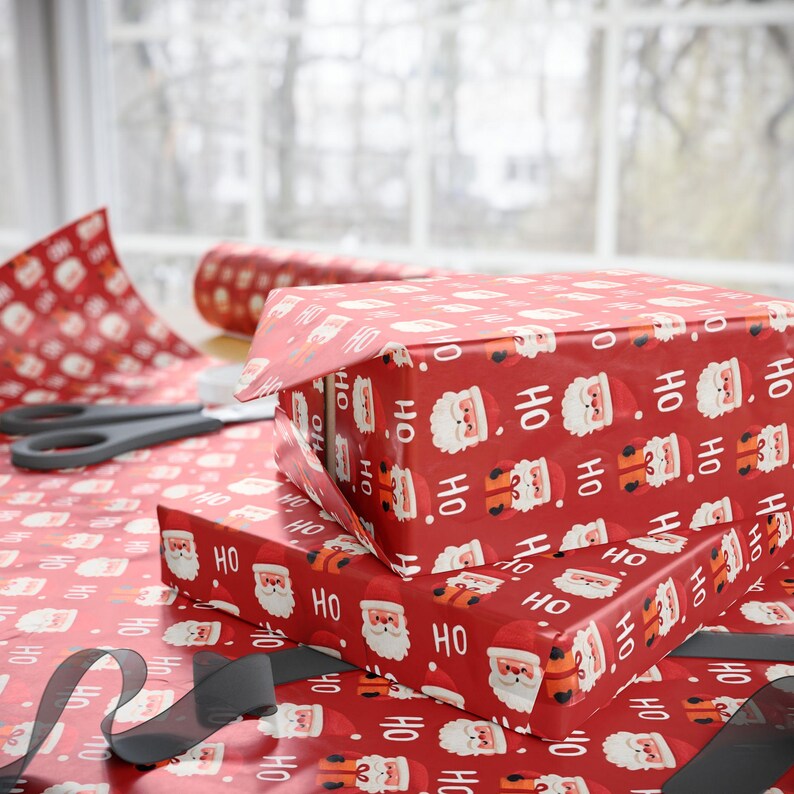 Santa Christmas Wrapping Paper, Groovy Festive Gift Wrap image 1