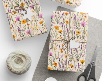 Wildflower Wrapping Paper: Botanical Gift Wrap, Neutral Floral Design