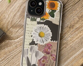 Funda para iPhone con collage floral vintage: arte botánico, estilo cottagecore