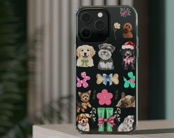 Funda transparente para teléfono con diseño de perro en acuarela. Regalo ideal para amantes de los cachorros.