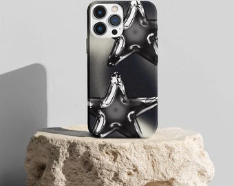 Black Chrome Star iPhone Case: Edgy Futuristic Design
