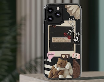 Funda para teléfono con collage estético vintage / Funda acogedora con osito de peluche retro