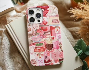 Coquette iPhone Case: Vintage Valentine Collage, Dual-Layer Protection