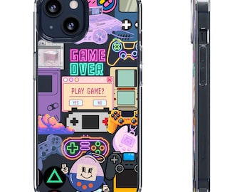 iPhone-hoesje retro gamer | Neon pixelartcollage