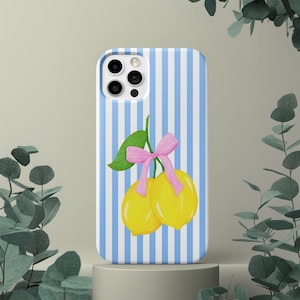 iPhone 15, iPhone 16, Galaxy Ultra Hülle, Preppy Hülle, Gestreifte Hülle, Zitrone Hülle iPhone, Obst Hülle Ästhetik, Sommer Handyhülle