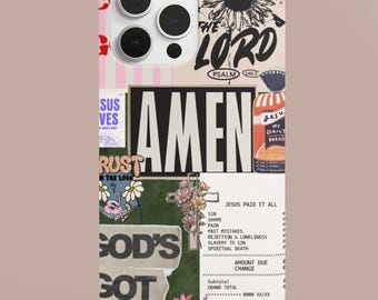 Funda para teléfono con collage cristiano, diseño inspirado en la fe