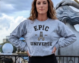 Epic Universe Sweater , Unisex Sweatshirt Gildan 18000 , Universal Parks Merch , Darkmoor , Celestial Park ,