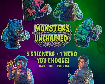 Monsters Unchained Sticker Pack Holographic Waterproof Vinyl Epic Universe Darkmoor Monster Stickers Set scrapbooking journal accessories