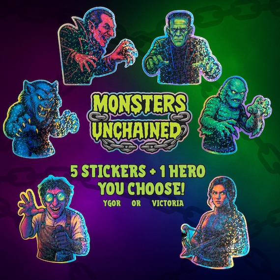 Monsters Unchained Sticker Pack Holographic Waterproof Vinyl Epic