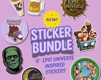 Epic Universe Sticker Pack, Holographic Decal Bundle, Epic Universe Merch, Bowsers Challenge, Chronos, HTTYD, Celestial Park, HP Ministry