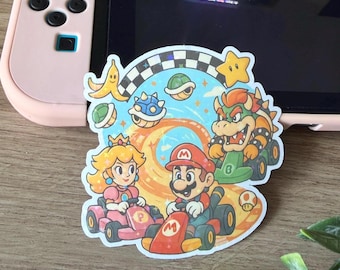 Klistermärke Mario Kart Racing Holografisk Vinyldekal Klistermärken för Journal Scrapbooking Tillbehör