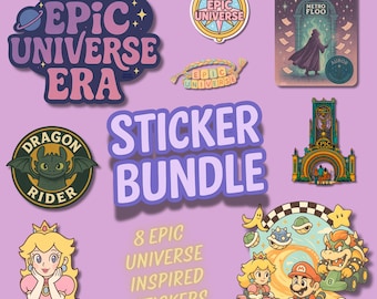 Epic Universe Sticker Pack, Holographic Decal Bundle, Epic Universe Merch, Bowsers Challenge, Chronos, HTTYD, Celestial Park, HP Ministry