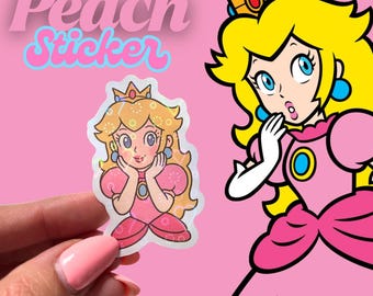 ピーチ姫ステッカー 任天堂ファンアート ビニールデカール ゲーマー