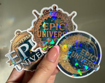 Epic Universe Sticker Universal Logo Bundle Vinyl Stickers Holographic Die Cut Decals for Water Bottle