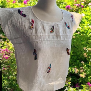Mexikanische Bluse, mexikanische Bluse mit Blumenmuster, mexikanische Bluse, mexikanische Bluse, Größe S / M