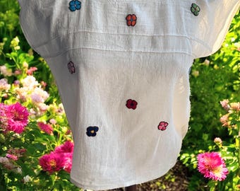 Floral Embroidered Cotton Blouse Handmade