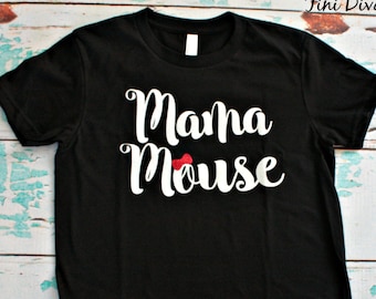 Mama Mouse Black Shirt - Red or Pink Bow