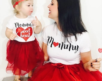 Mommy & Me Shirt Set (Mommy and Mommy's Sweetheart) Perfect for Valentines Day