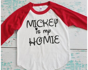 Boys "Mickey is my homie" Red Raglan
