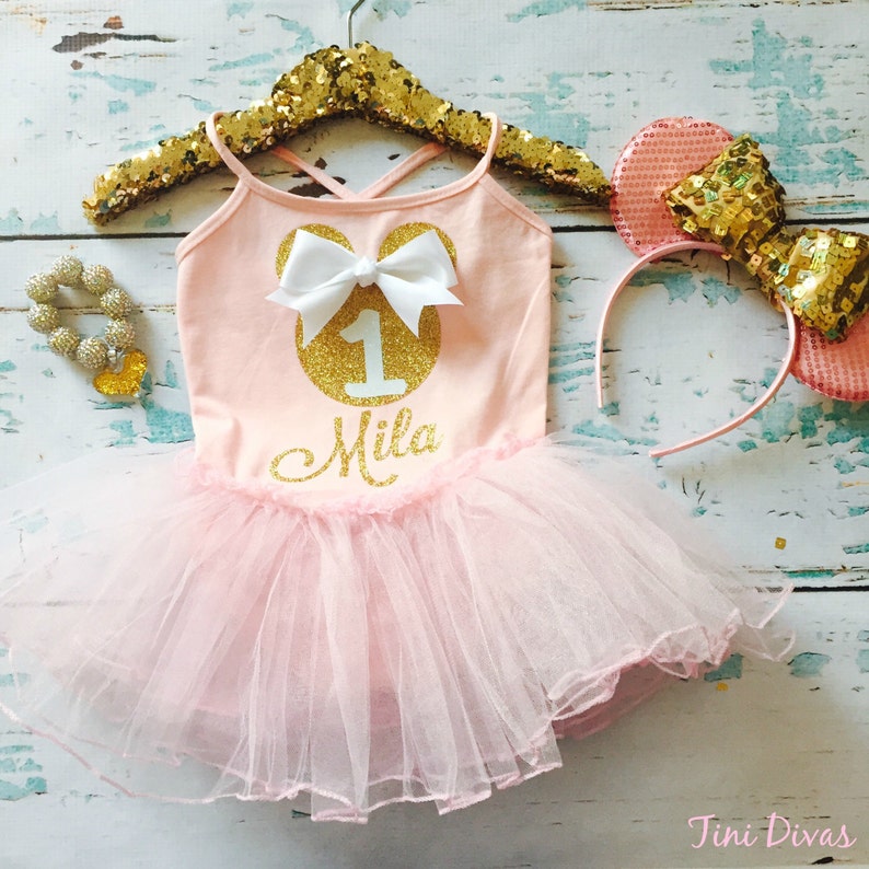 Pink and Gold Minnie Birthday Tutu Dress