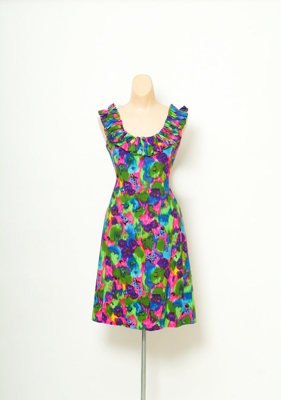 Hawaiian Dress / Vintage 50s Dress / 60s mod dress