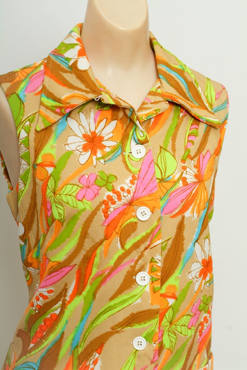 Vintage1960's Psychedelic Dress / 70s Floral Colorful | Etsy